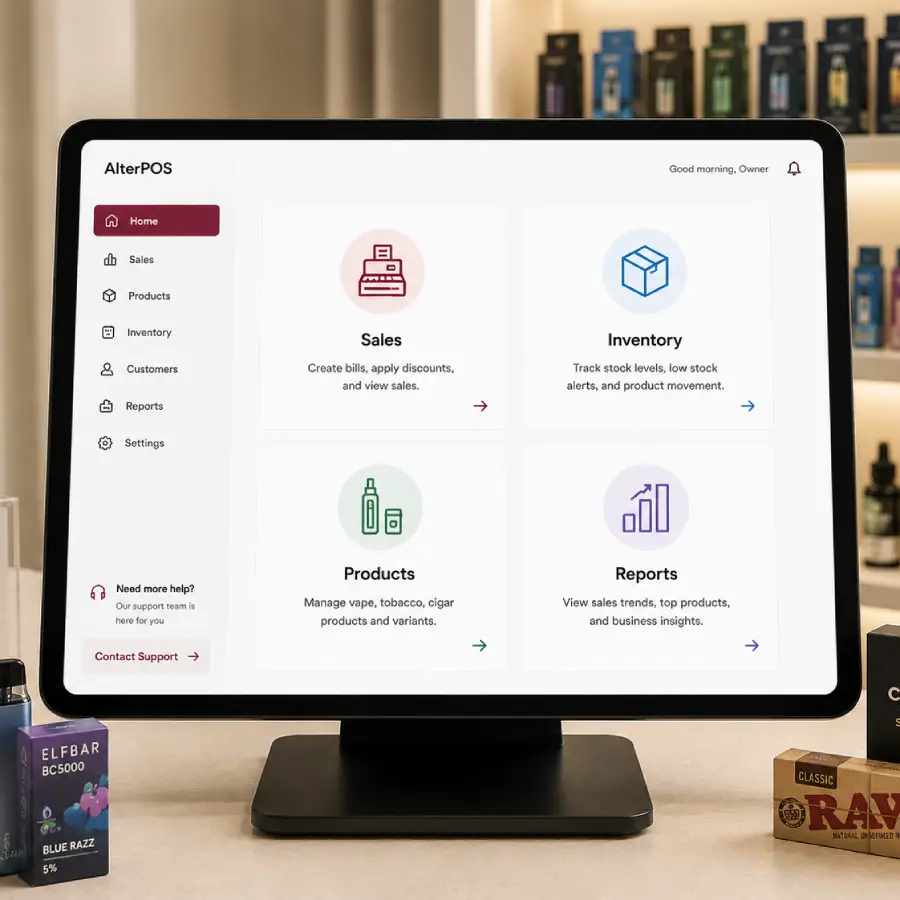 Smoke shop POS management dashboard