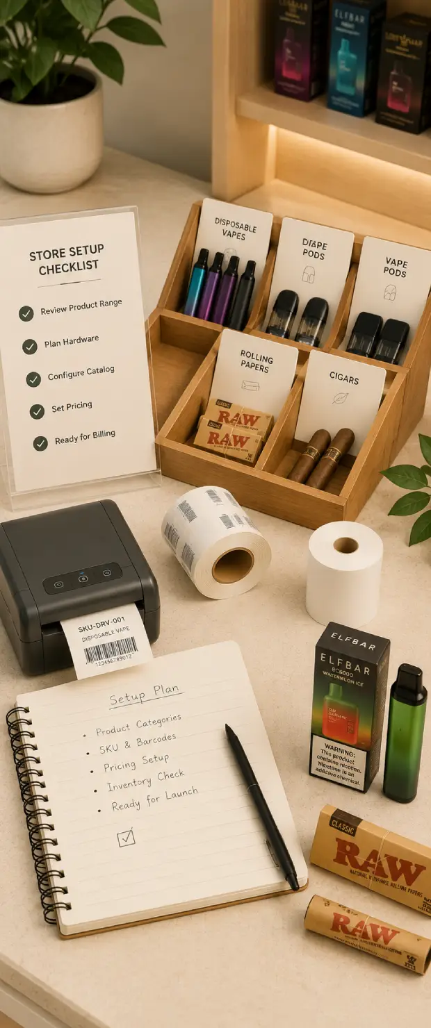 Smoke shop barcode and POS setup