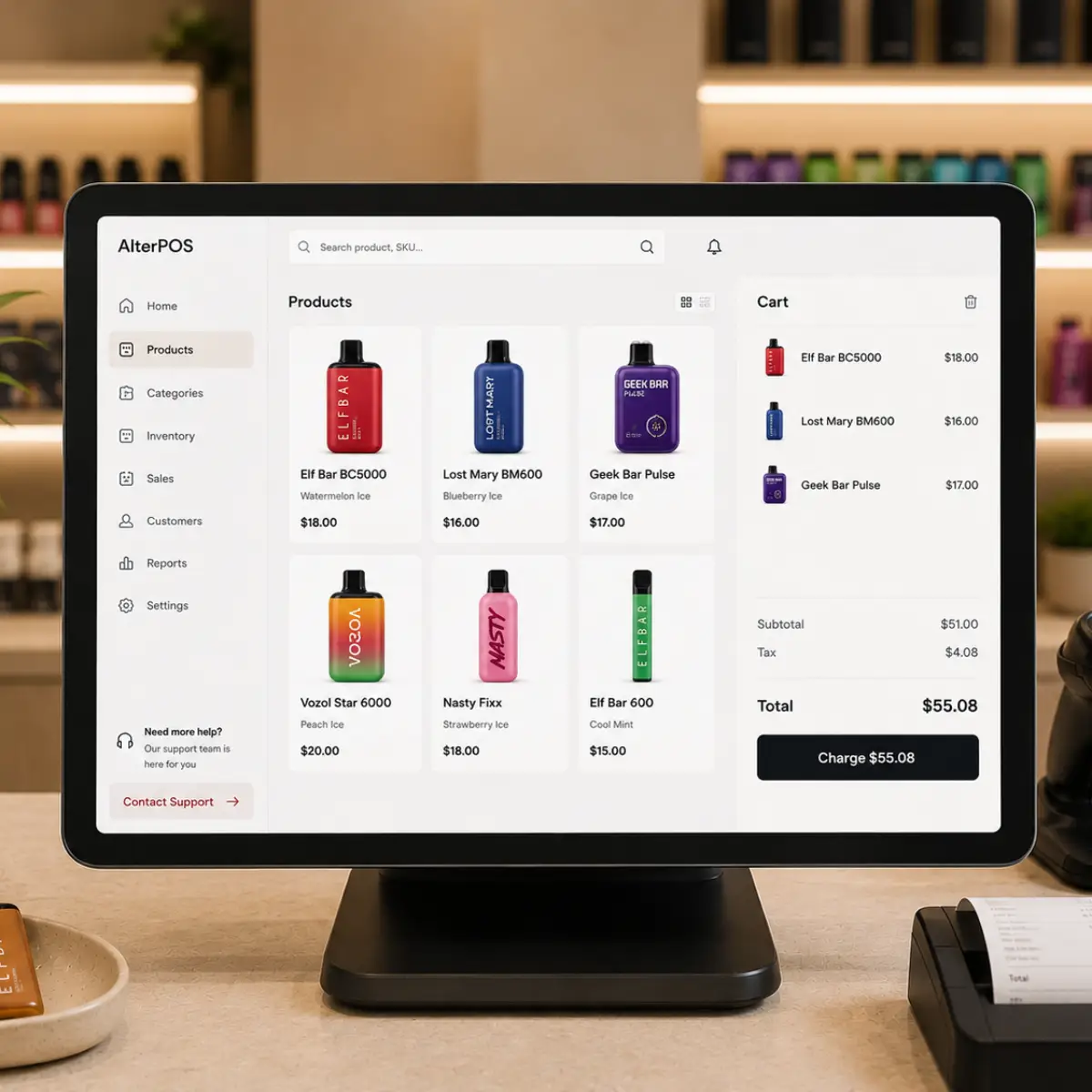 Offline smoke shop POS checkout system 