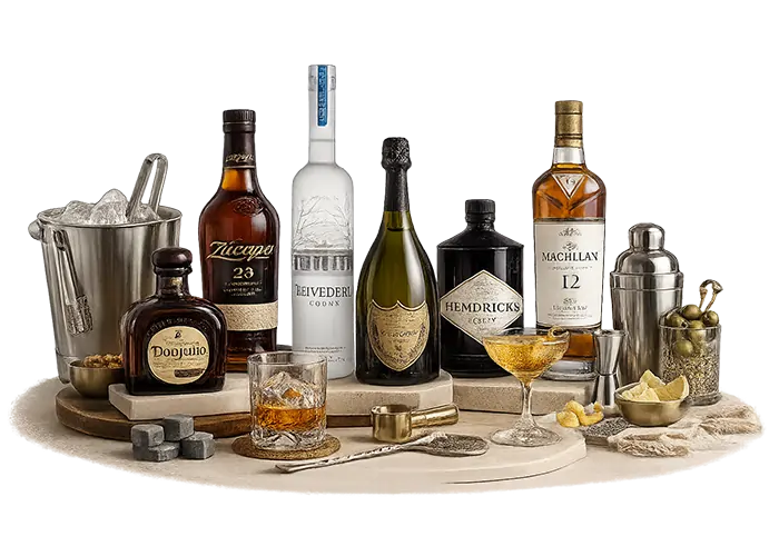 Assorted liquor bottle collection