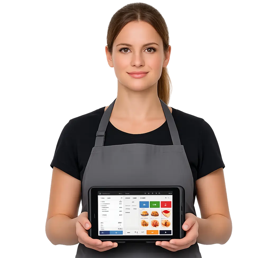 Restaurant staff using POS system
